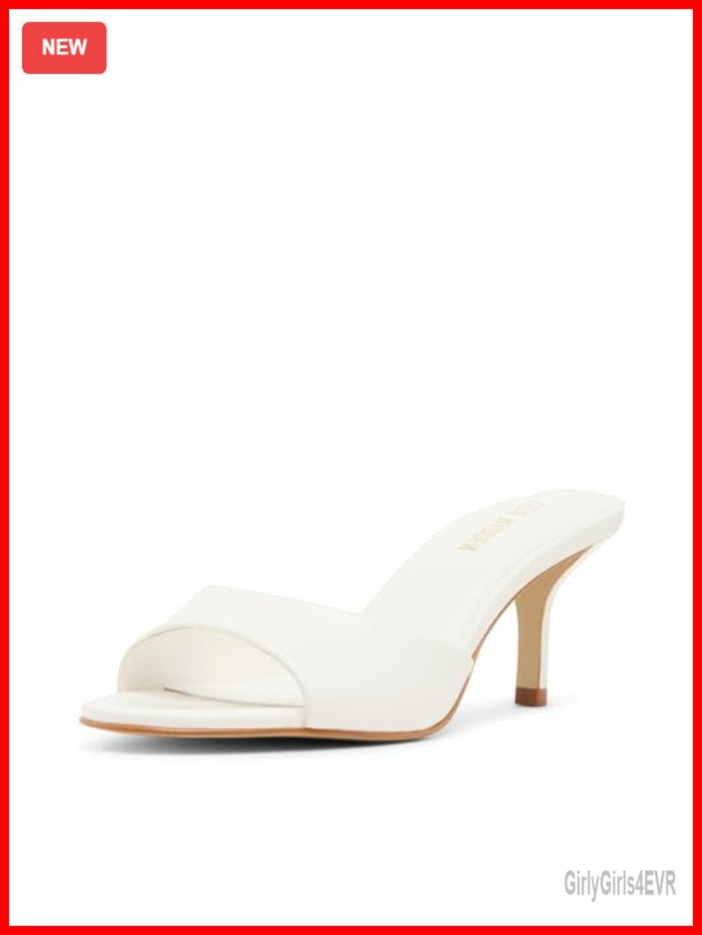 Steve Madden KENDRIX Kitten Heel Mule Sandal Leather White